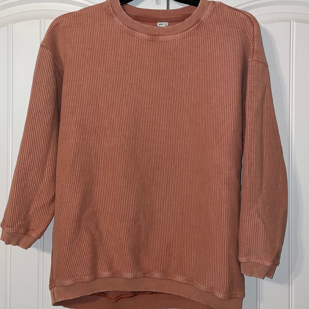 Aerie, Raw Sienna, Ribbed Pullover Sweatshirt